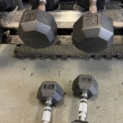 Barbells on a rack