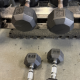 Barbells on a rack